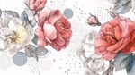 水彩風玫瑰花卉圖案背景