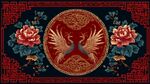 中式雙鳳牡丹刺繡圖案