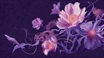 夢幻紫色花卉與靈動魚影