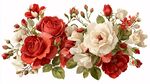 紅白花卉組合精美插畫