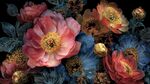 艷麗多彩花卉靜物圖