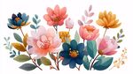 多彩花卉插畫
