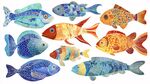 多彩手繪海洋魚類集合