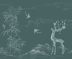 簡約現(xiàn)代輕奢竹鹿背景墻壁畫