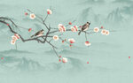 新中式工筆花鳥梅花