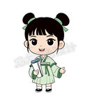 可愛古裝少女手持書卷