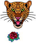 豹頭與玫瑰圖案設(shè)計(jì)