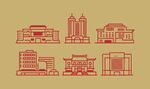 中式建筑輪廓圖標(biāo)集