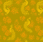 黃綠底色孔雀花卉圖案