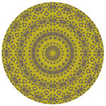 圓形黃灰花紋曼陀羅圖案