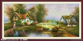 油畫(huà)風(fēng)景 漂亮的田園油畫(huà)
