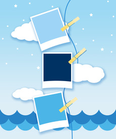 蓝色背景照片墙图片下载