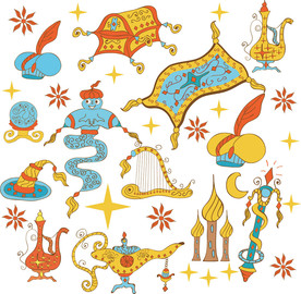 阿拉丁神灯矢量卡通设计素材