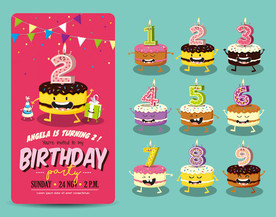 宝宝生日蛋糕矢量设计素材