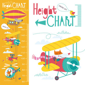 飞行员卡通身高表矢量设计素材