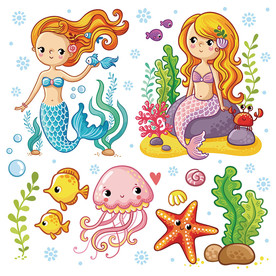 美人鱼卡通设计素材