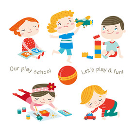 快乐幼儿园矢量卡通设计