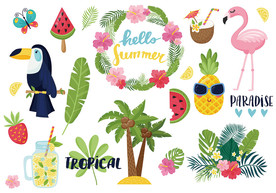 手绘矢量可爱夏季设计元素