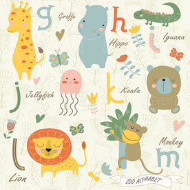 字母动物矢量墙纸设计素材