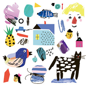 手绘涂鸦卡通墙贴设计素材