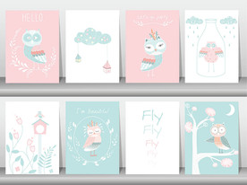 猫头鹰卡通无框装饰画