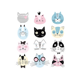 可爱猫咪头像矢量卡通设计素材
