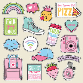 年轻时尚图标矢量贴纸设计素材