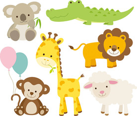 可爱卡通动物墙贴设计素材