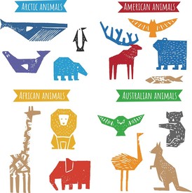 矢量抽象卡通动物素材