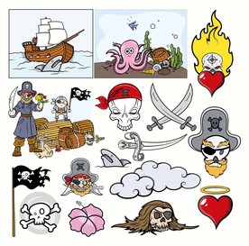 海盗航海矢量墙贴素材
