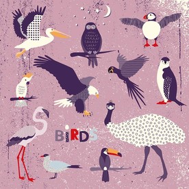 手绘鸟类动物矢量素材