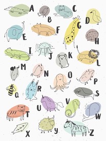 字母卡通动物素材