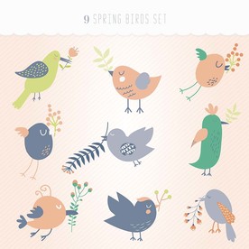 可爱小鸟矢量素材