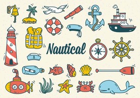 手绘矢量航海背景墙