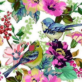 复古高清免扣植物花鸟图案