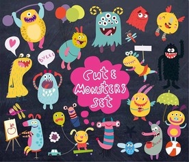 可爱怪物矢量背景墙