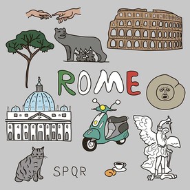 手绘卡通罗马矢量素材