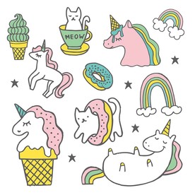 独角兽可爱矢量素材