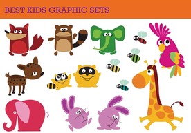 扁平简约手绘矢量卡通动物素材