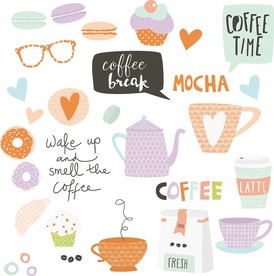 手绘矢量咖啡素材