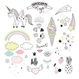 魔法独角兽DIY矢量卡通素材