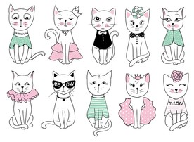 可爱猫咪矢量卡通素材