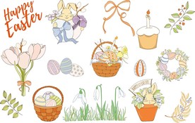 白兔彩蛋节矢量卡通素材