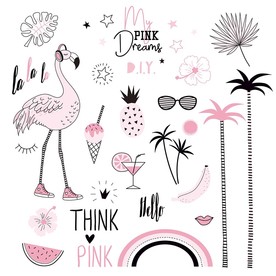 火烈鸟夏季插画素材