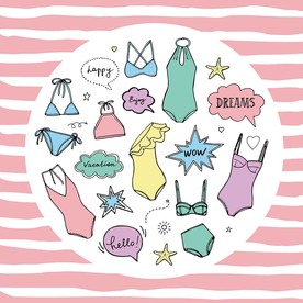 时尚女孩泳装矢量DIY素材