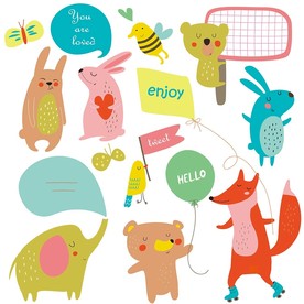 可爱动物对话框矢量素材