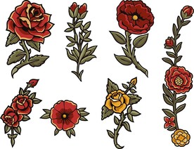 手绘鲜花矢量插画素材