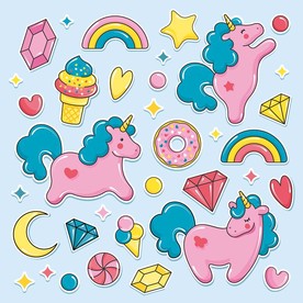 可爱独角兽矢量卡通素材