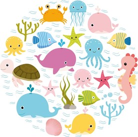 海底世界可爱卡通插画