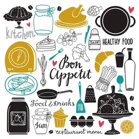 手绘厨房用品矢量素材